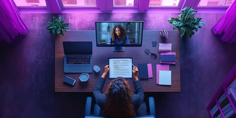 Attorney collaborating with a bilingual virtual legal assistant who manages client intake, scheduling, and administrative tasks to improve law firm efficiency and compliance.