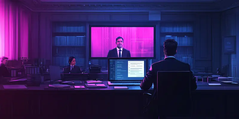Managing partner collaborating with a remote legal professional while attorneys focus on high-value client work.
