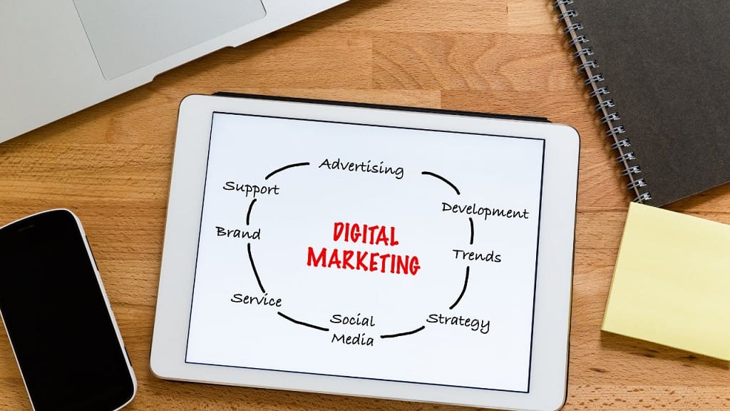 digital marketing on a tablet