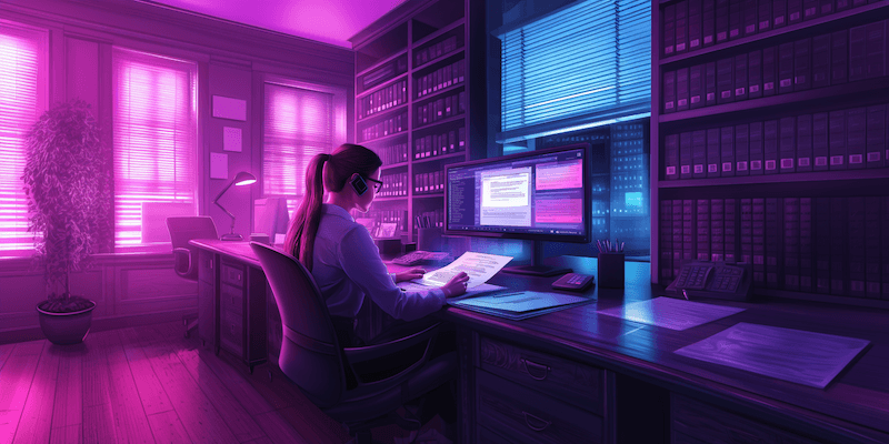 Legal secretary assisting an attorney